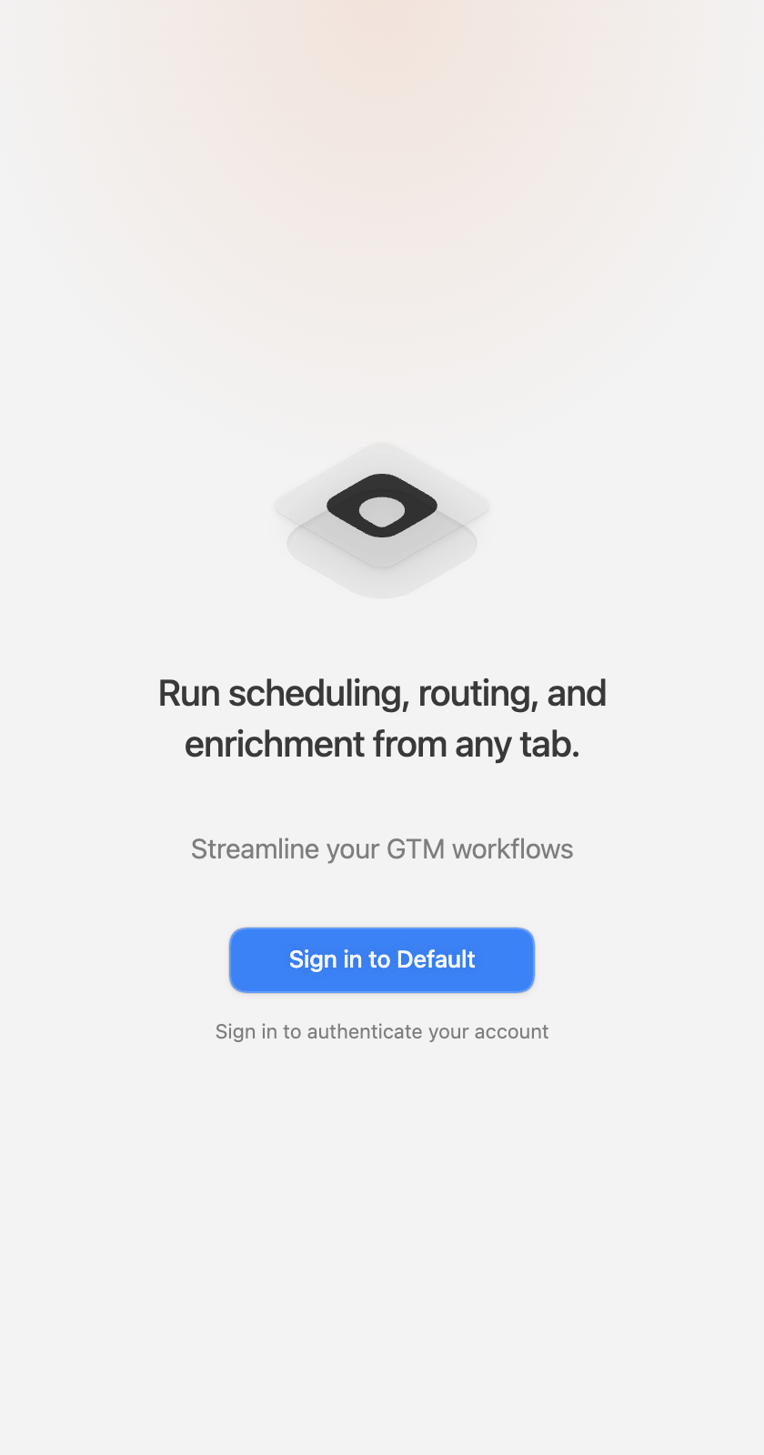 The extension side panel before sign-in, with the Sign in to Default button
