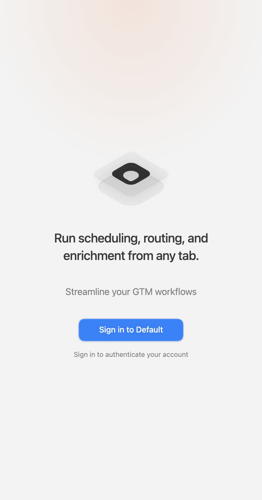 The extension side panel before sign-in, with the Sign in to Default button