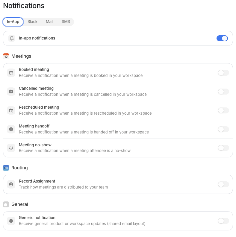 The Notifications page