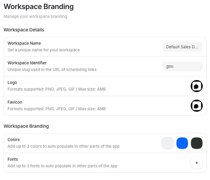 The Branding page