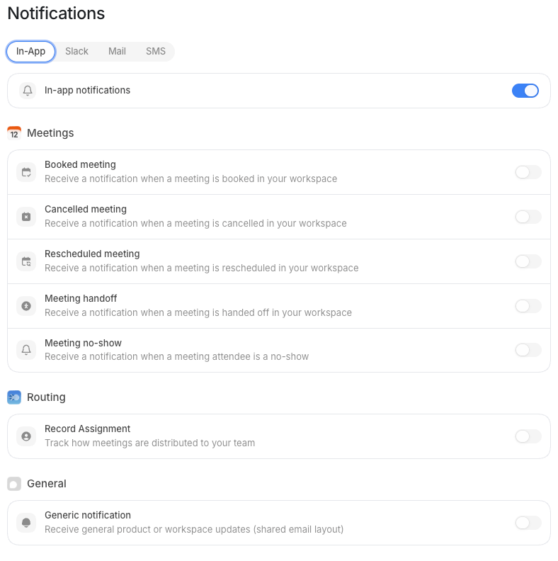 The Notifications page