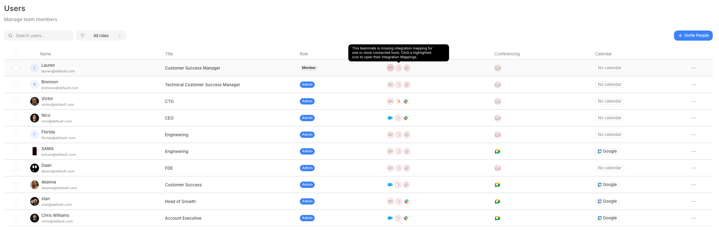 The Users page
