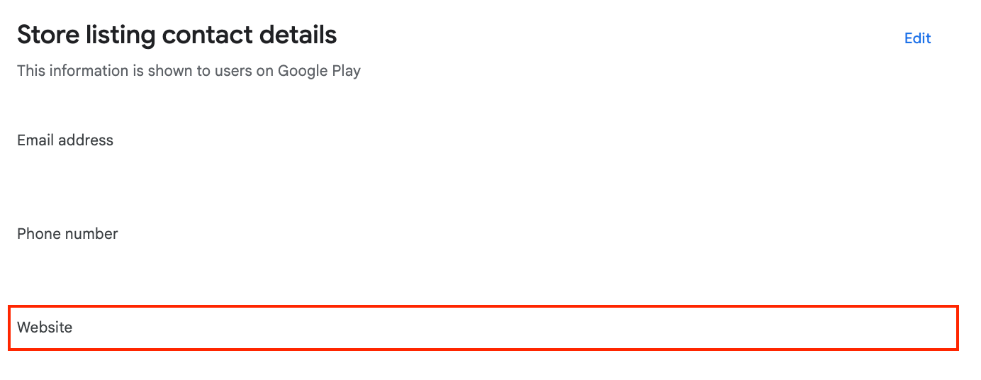 Google Play Developer URL