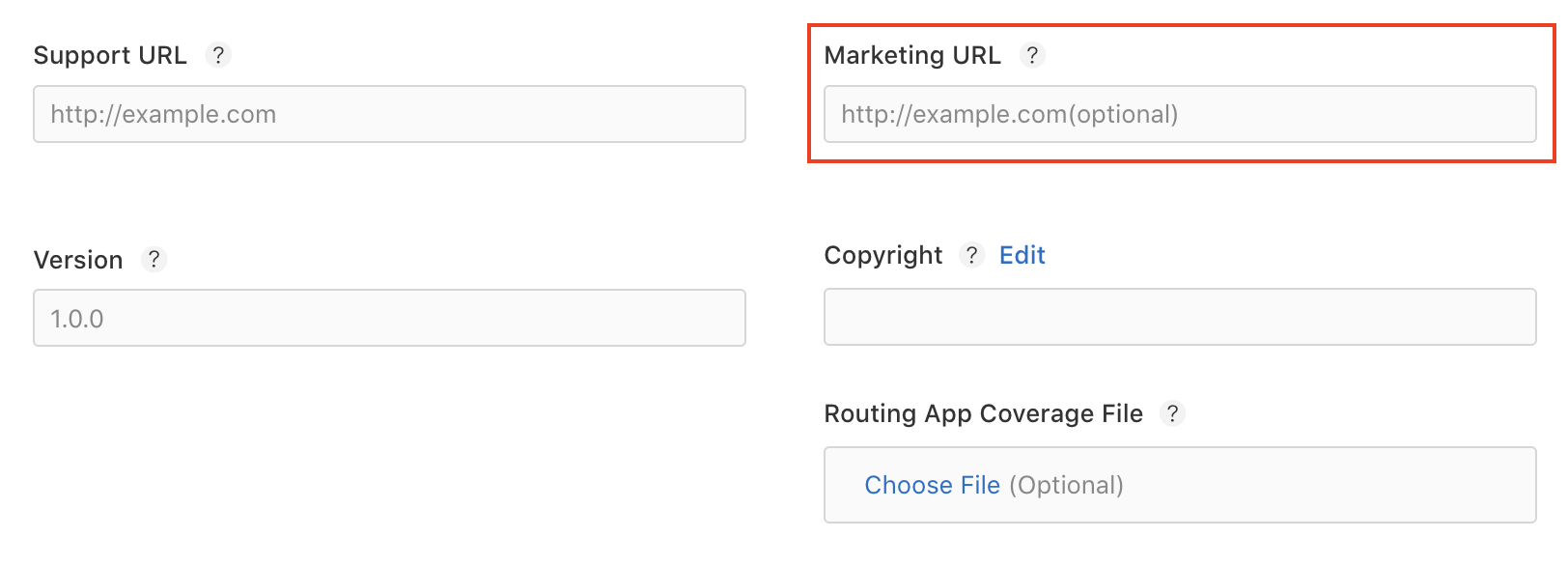 App Store Developer URL