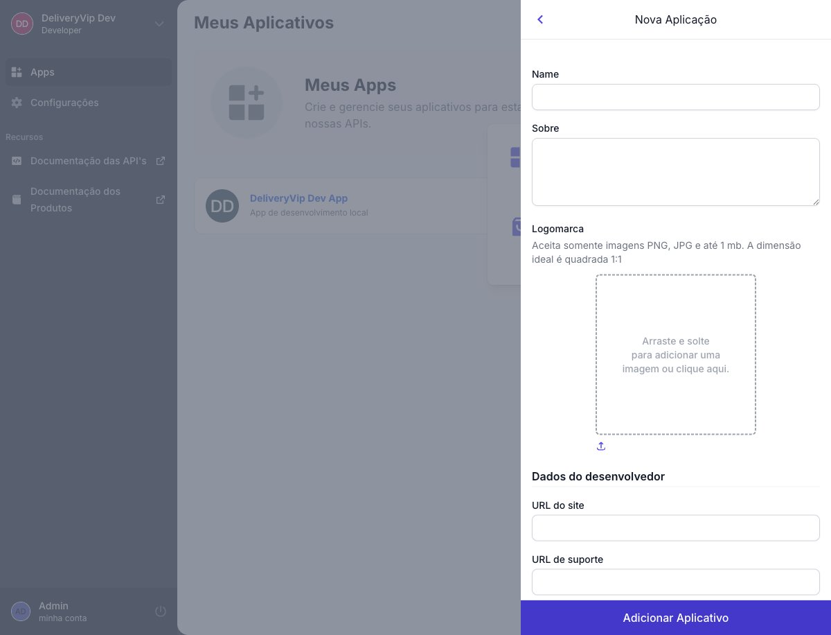Formulário de criação de app com distribuição direta