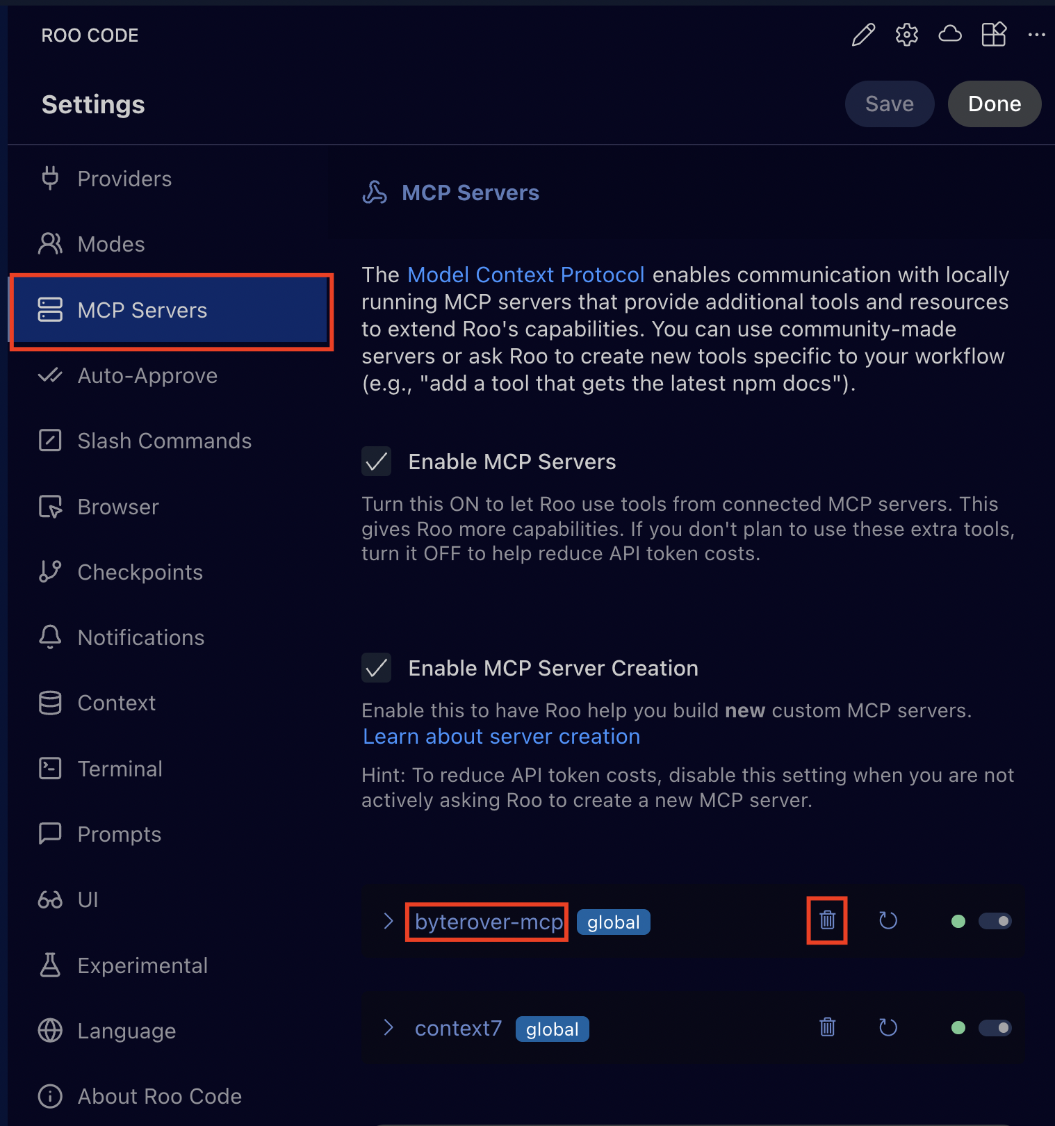 Remove ByteRover MCP