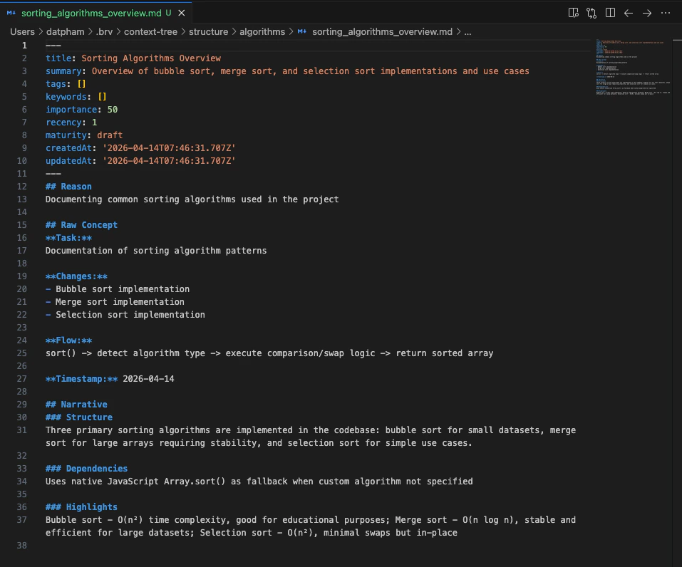 ByteRover memory file created in VS Code