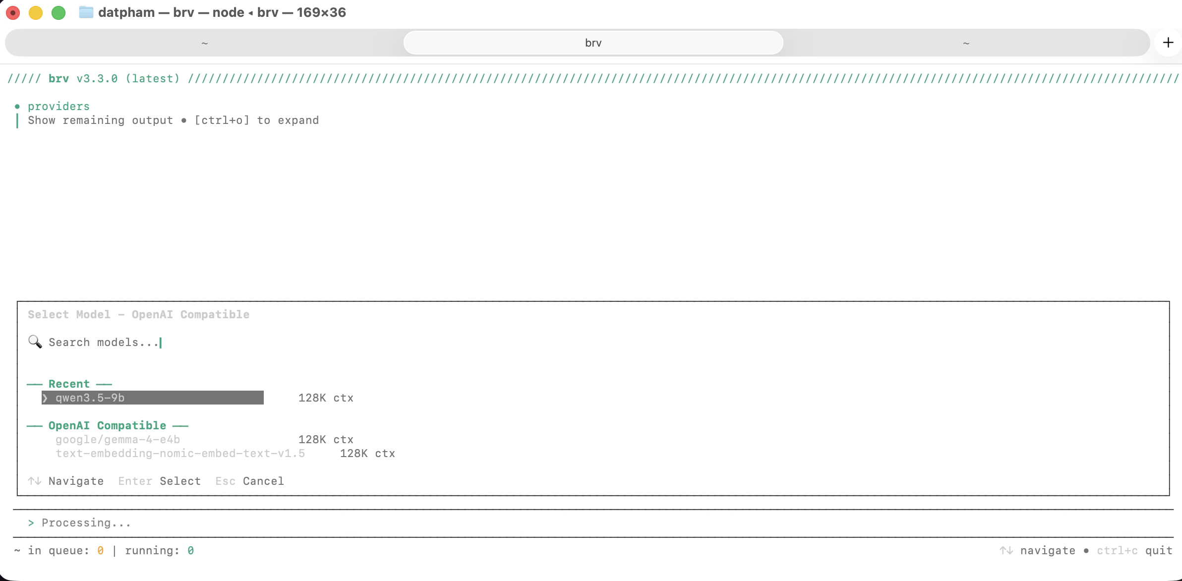 Select qwen3.5-9b model