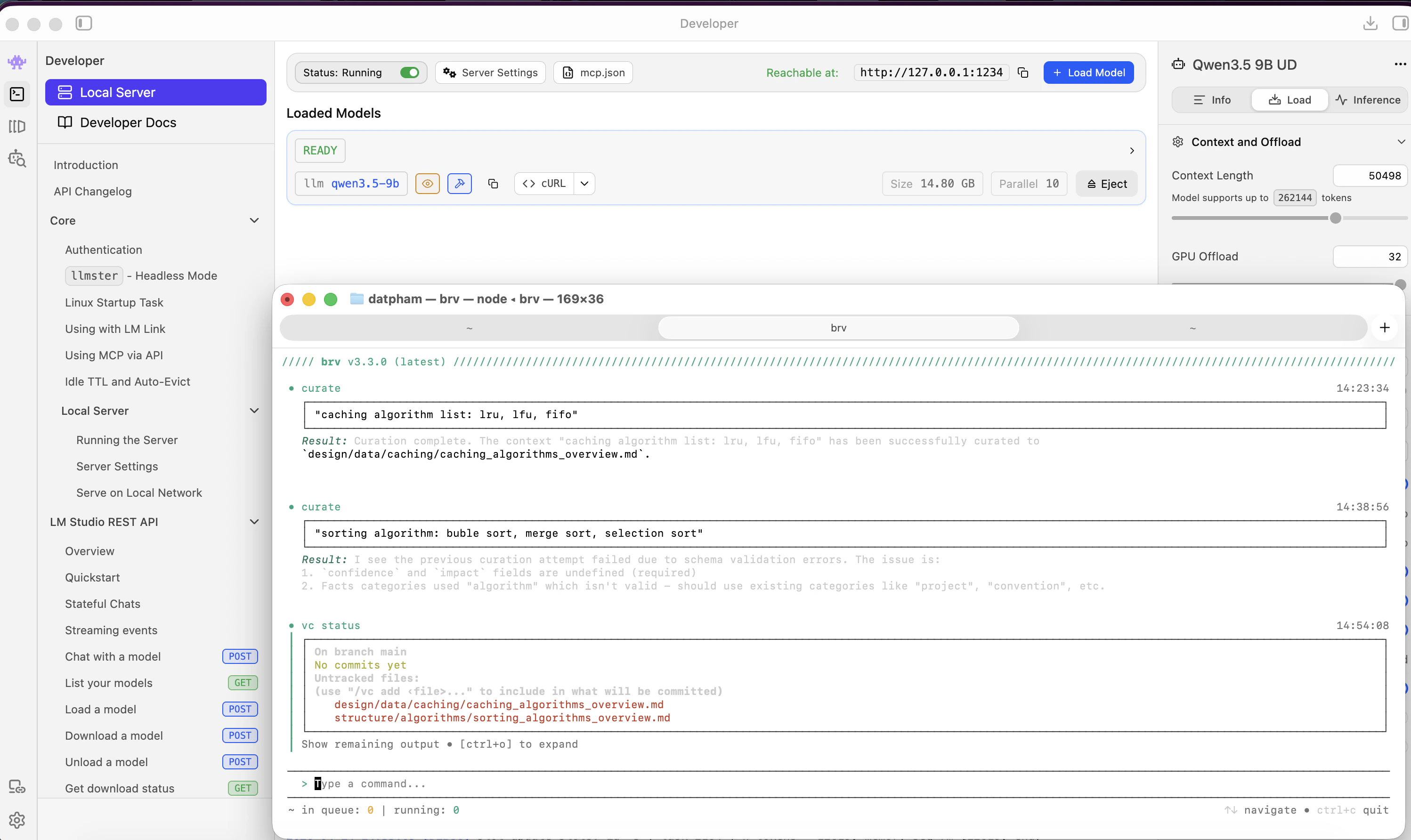 Checking new memory file via ByteRover commands
