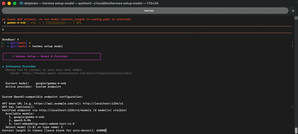 Hermes context length configuration