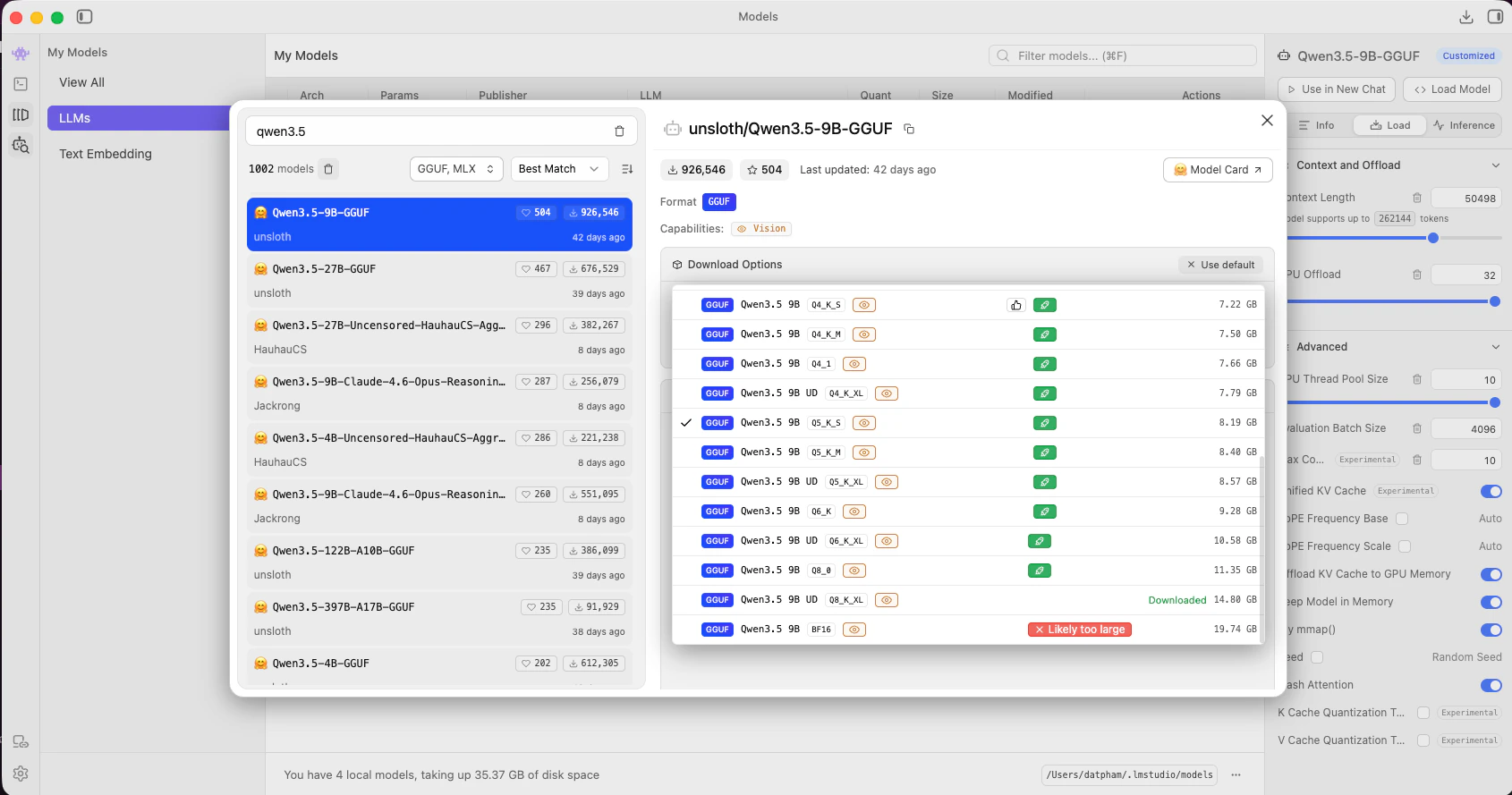 Download Qwen3.5-9B in LM Studio