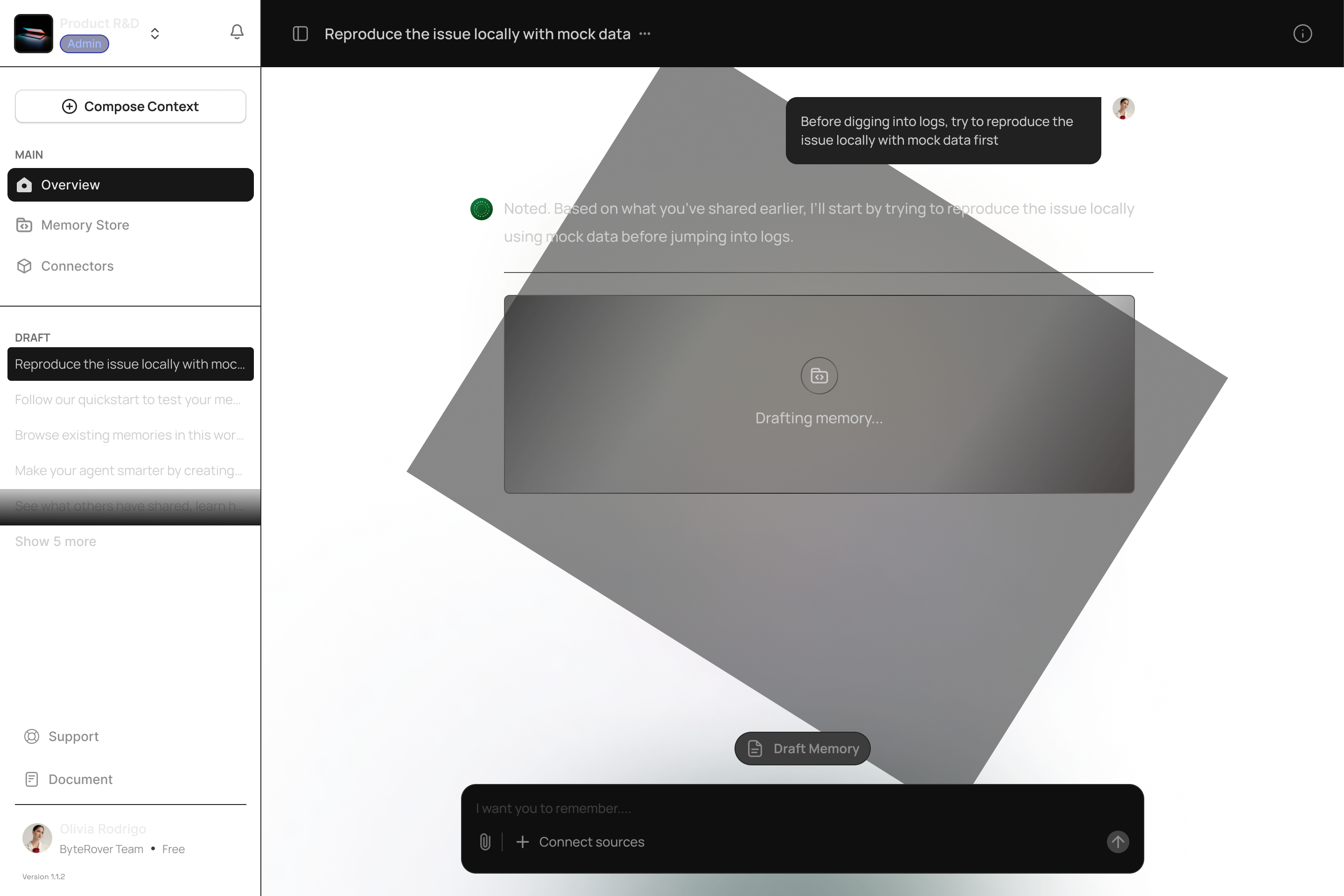 ByteRover Draft Context - Automatic context creation from conversation context with AI-powered content structuring