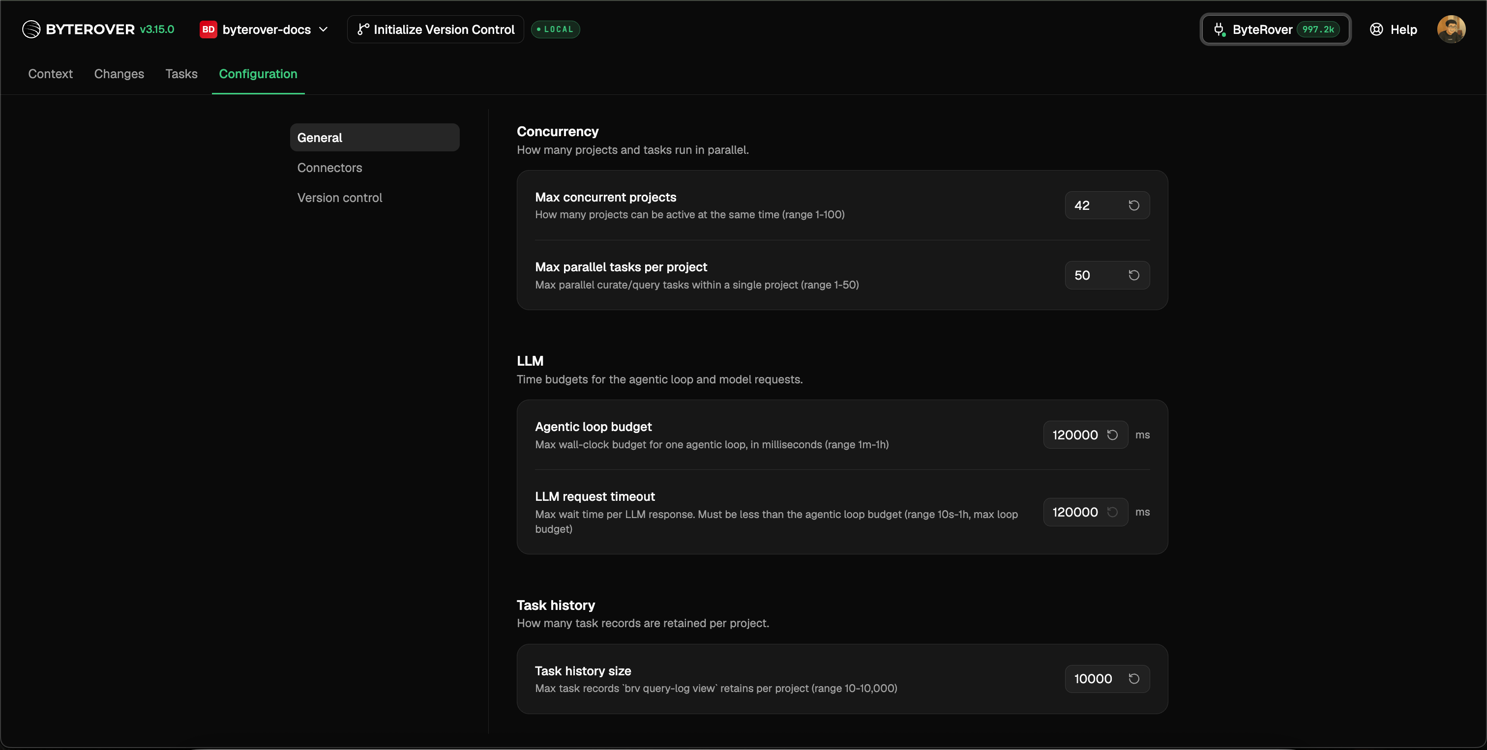 Configuration tab