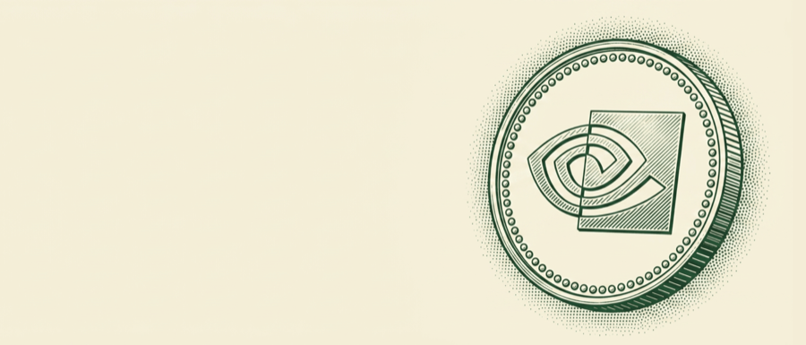 Engraved Denar coin artwork for the NVDA market