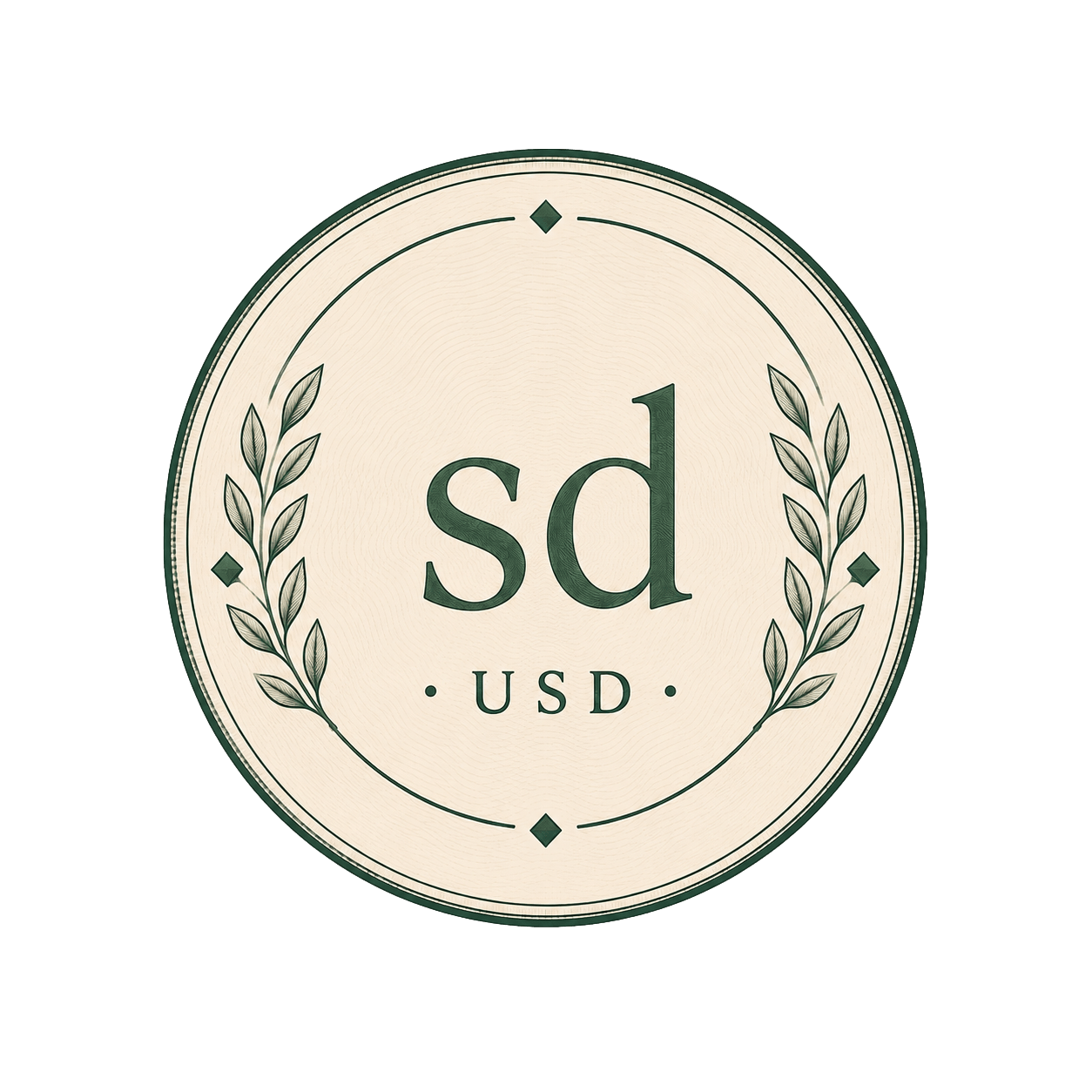 The sdUSD coin: an engraved sd over USD, ringed by laurel