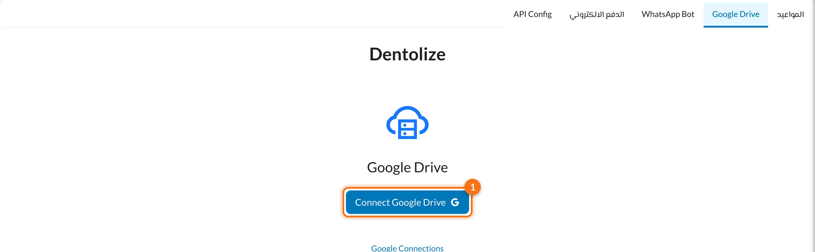 زر Connect Google Drive