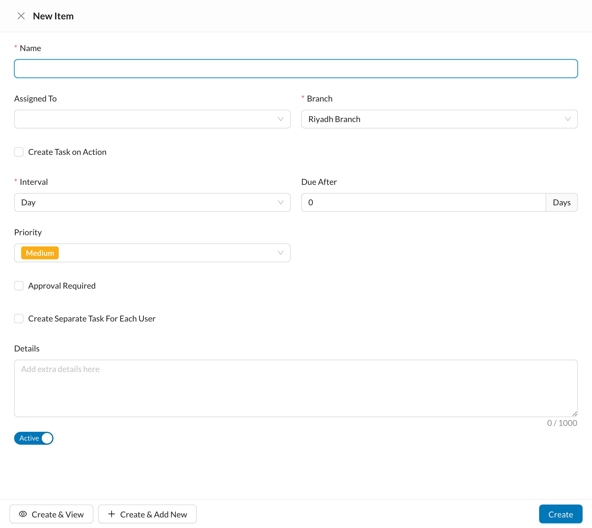 New automatic task