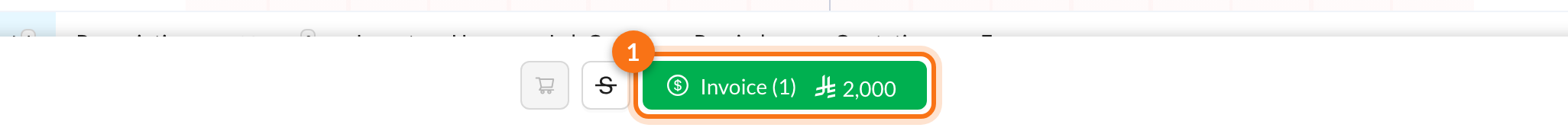 Invoice button in the chart