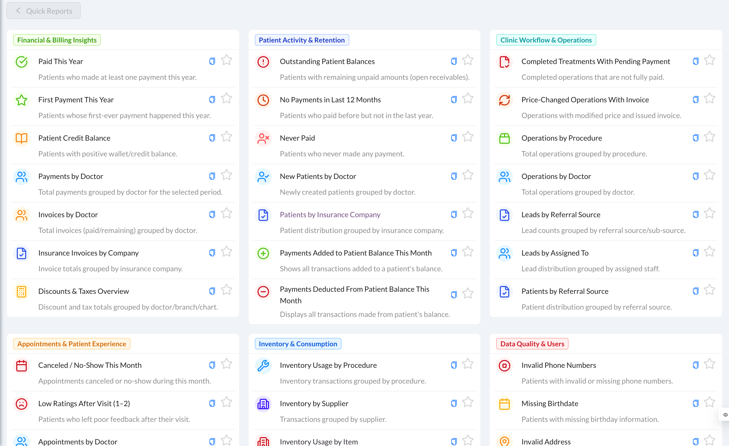 Quick Reports