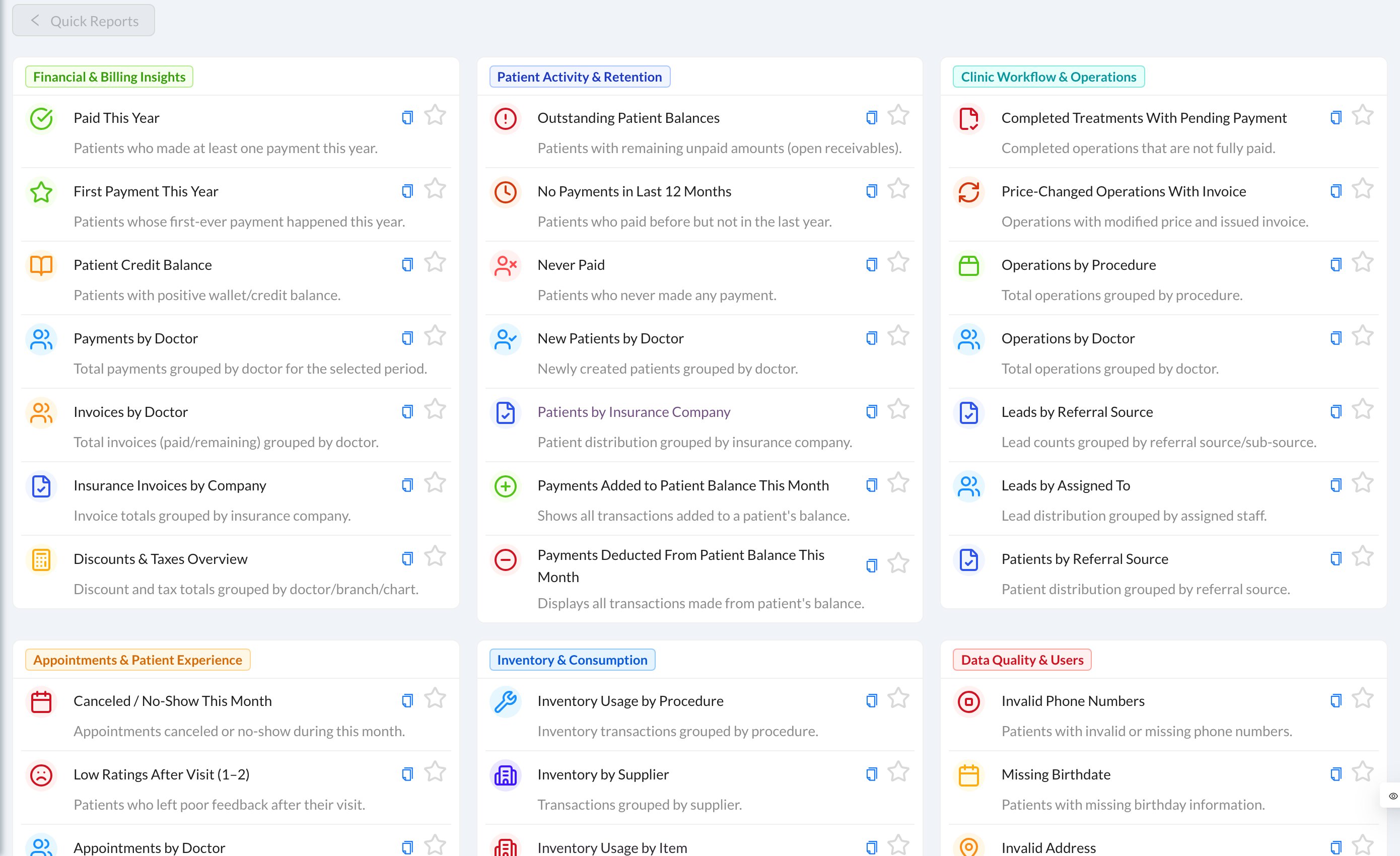Quick Reports