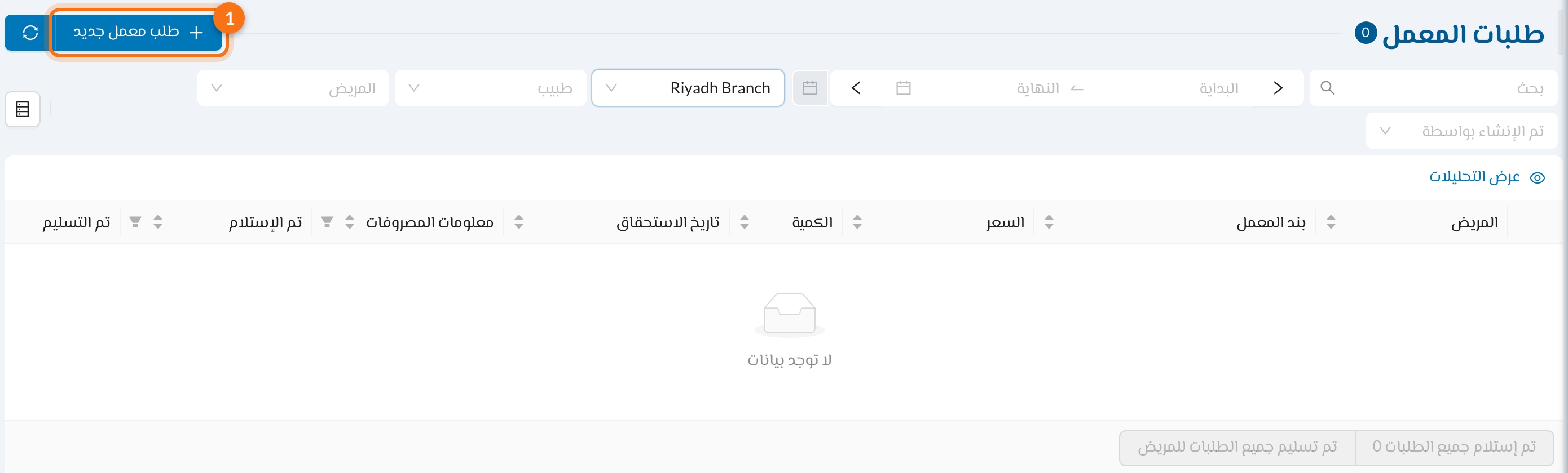 1 طلب معمل جديد