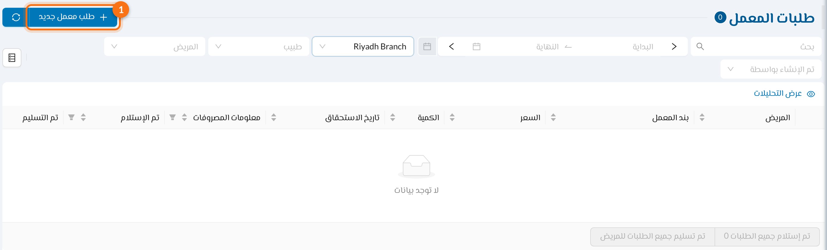 1 طلب معمل جديد