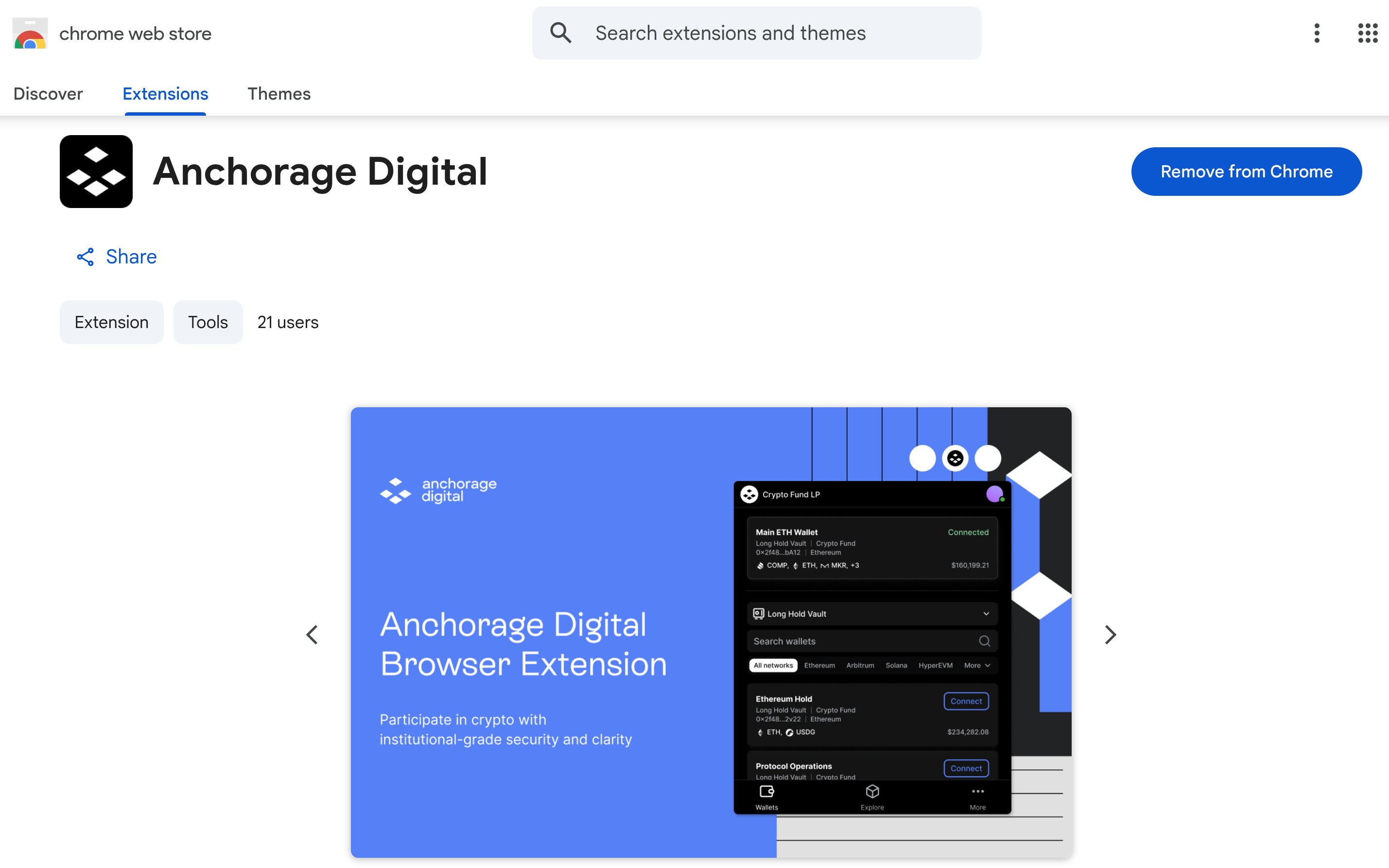 Anchorage Digital browser extension interface