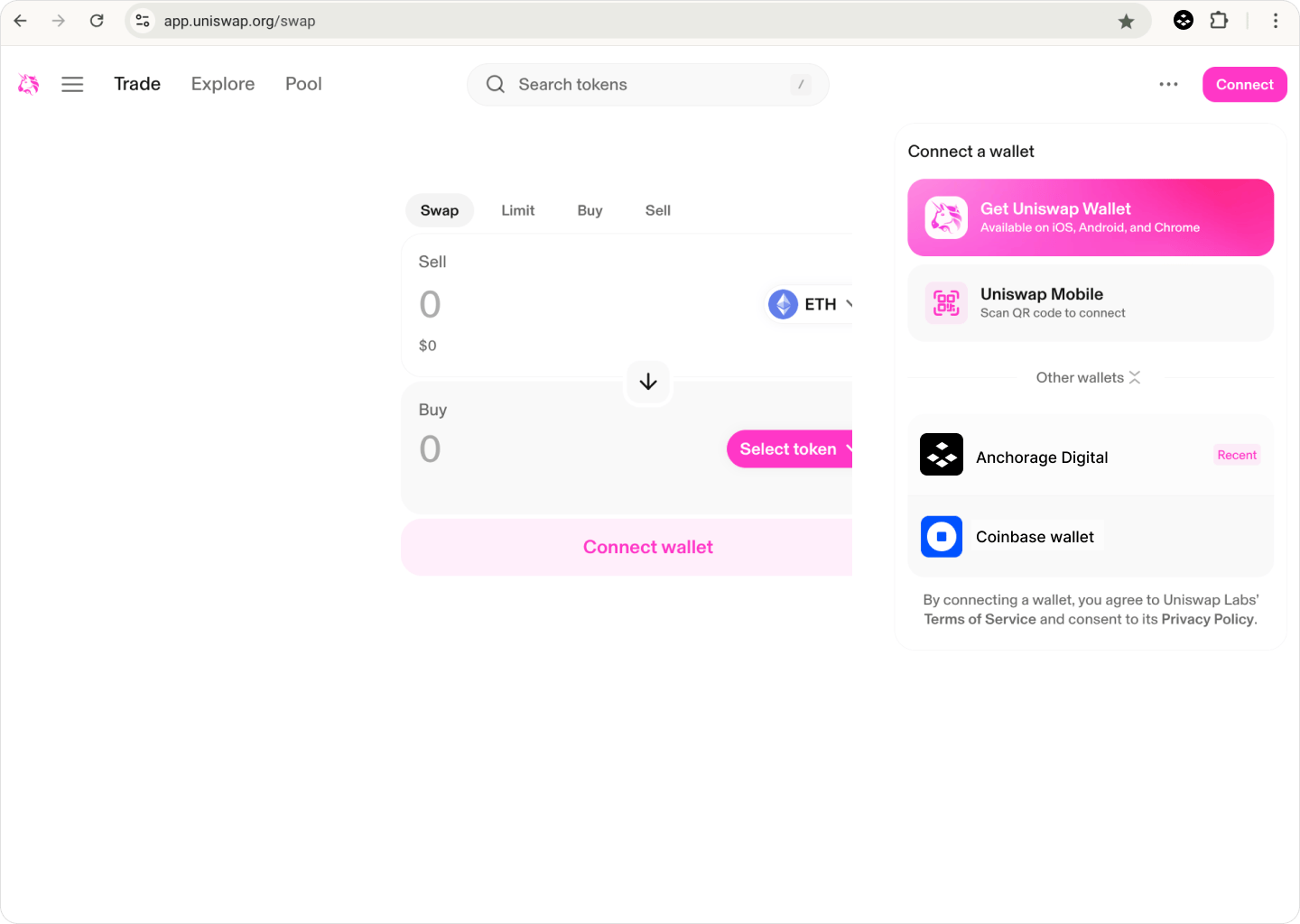 Browser extension showing wallet connection interface for external dApp