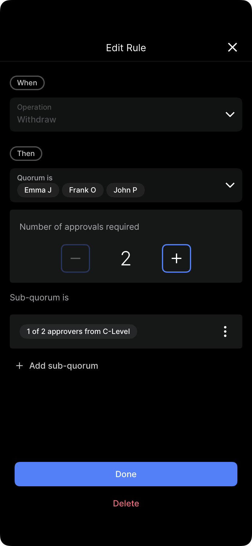 Deletion confirmation screen