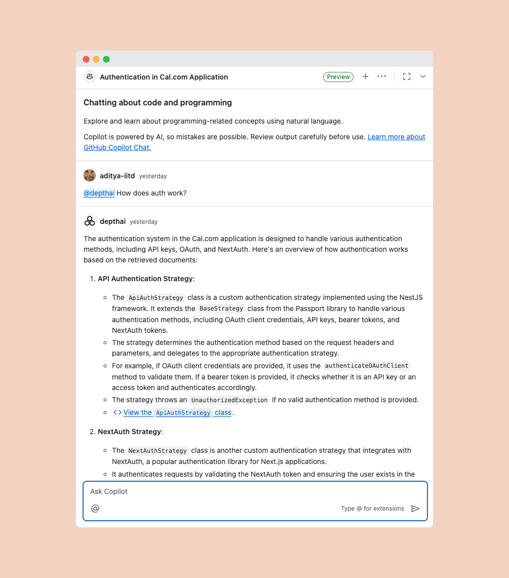 Using Depth AI in GitHub Copilot