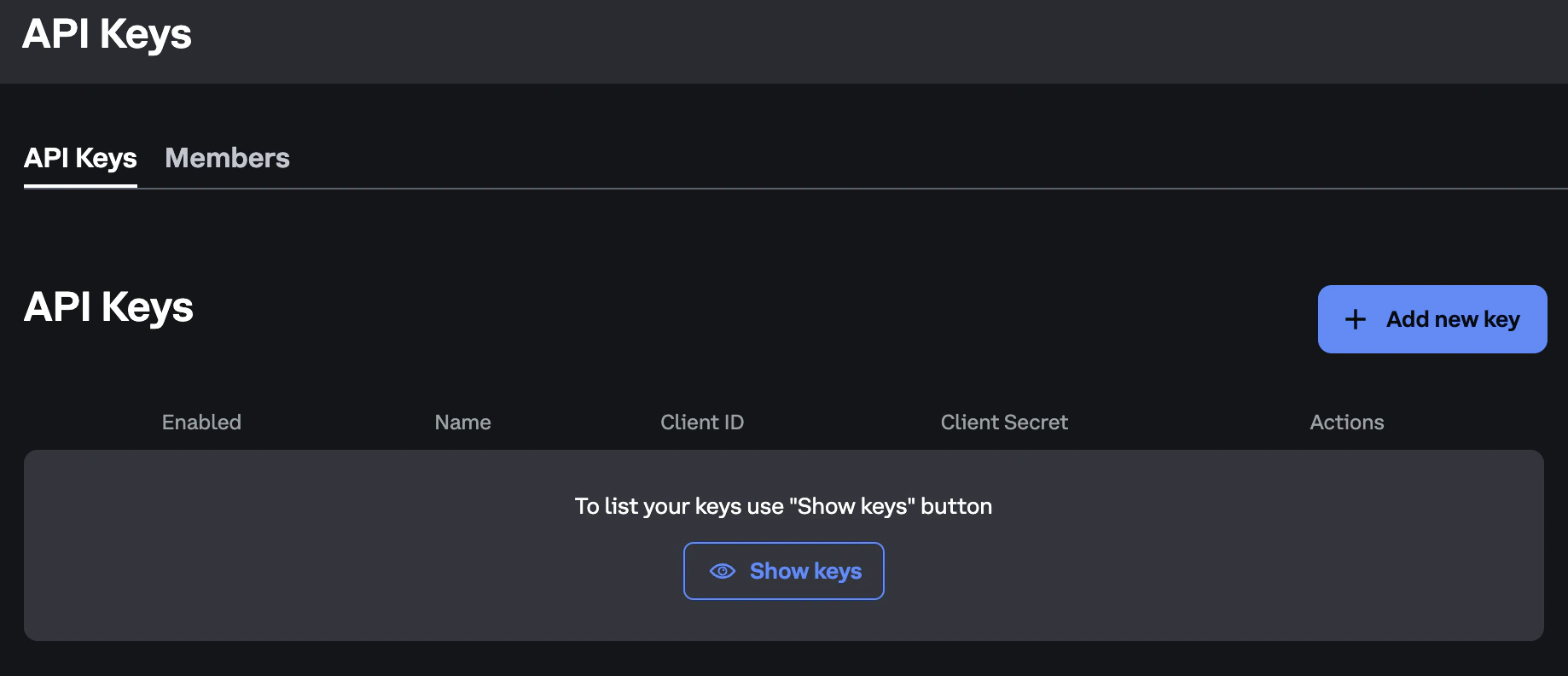 Create API Key Dialog