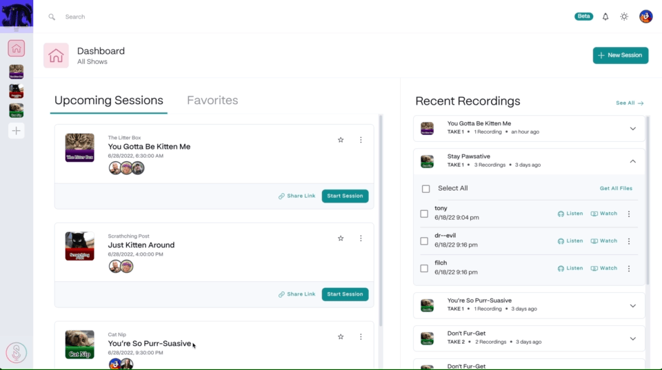 Enhancing SquadCast recordings with Dolby