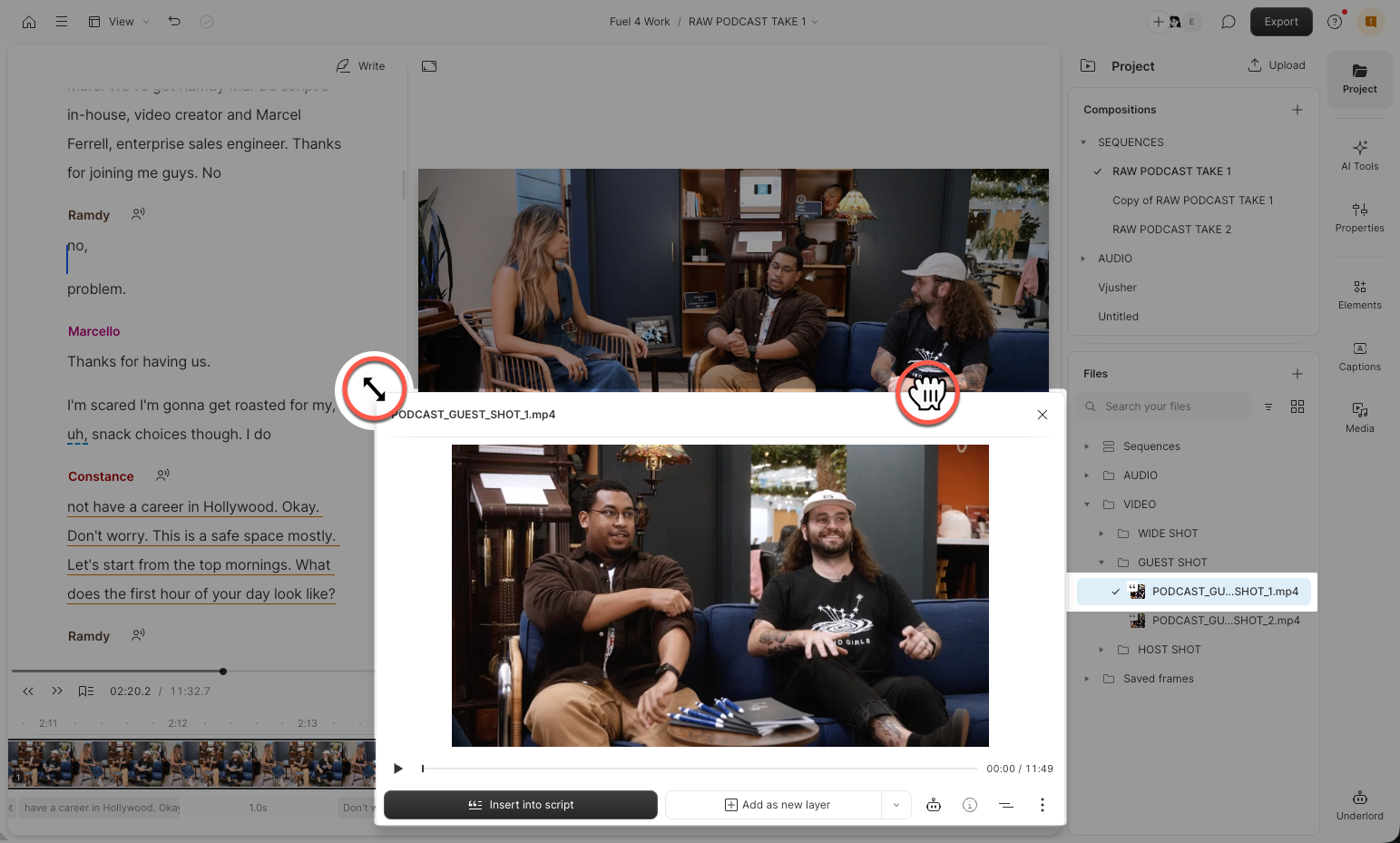 Resizing a floating file details panel by dragging its edge