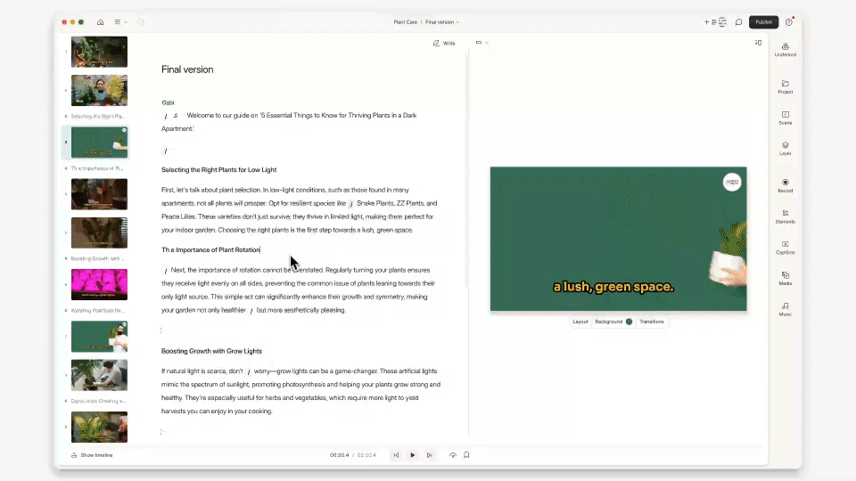 Adjusting word gaps from the Script Editor