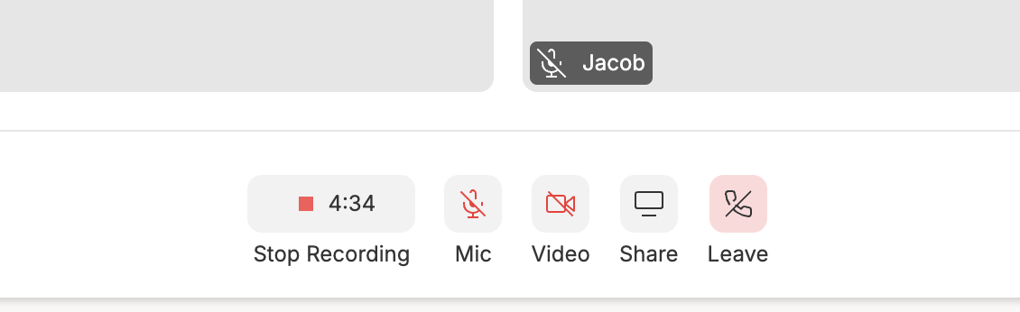 Stop recording button in Descript Rooms