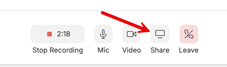 Sharing your screen in Descript Rooms