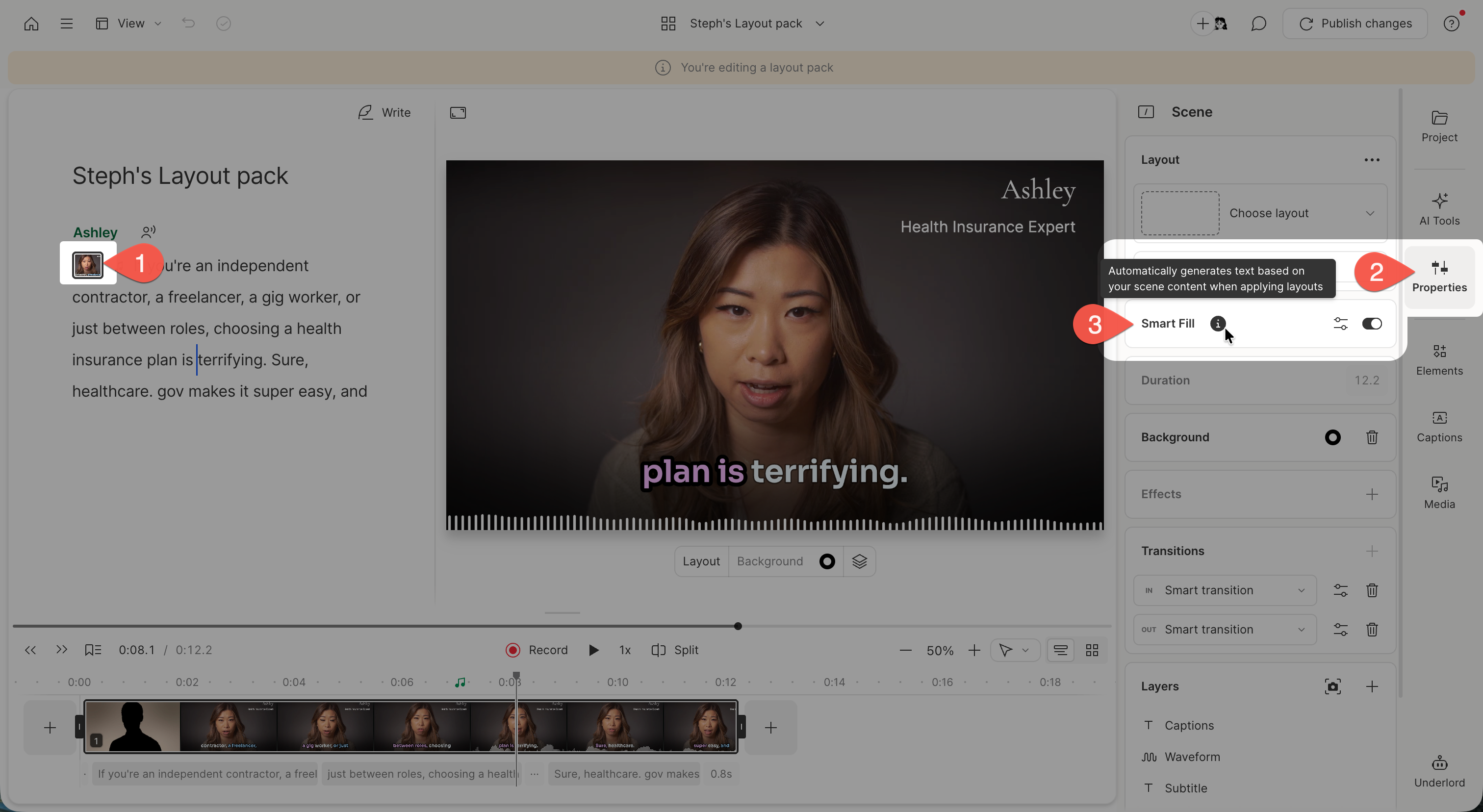 Scene with Smart Fill enabled in the Scene panel