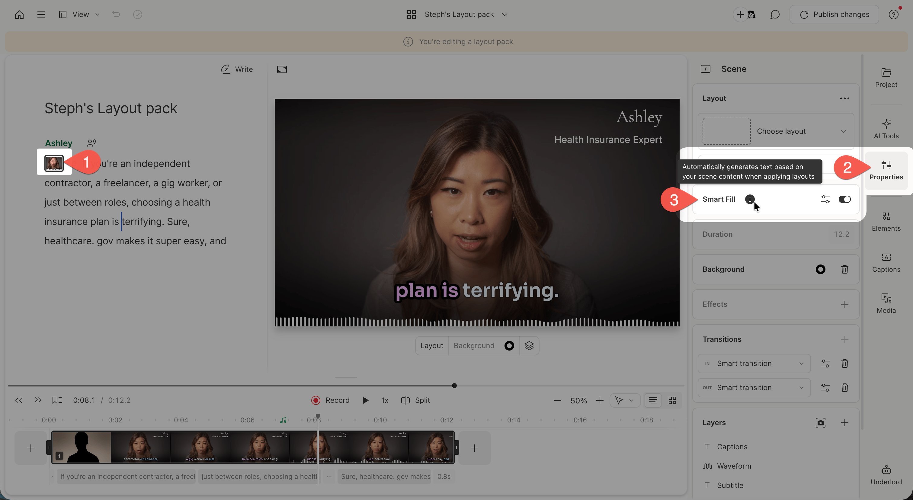Scene with Smart Fill enabled in the Scene panel