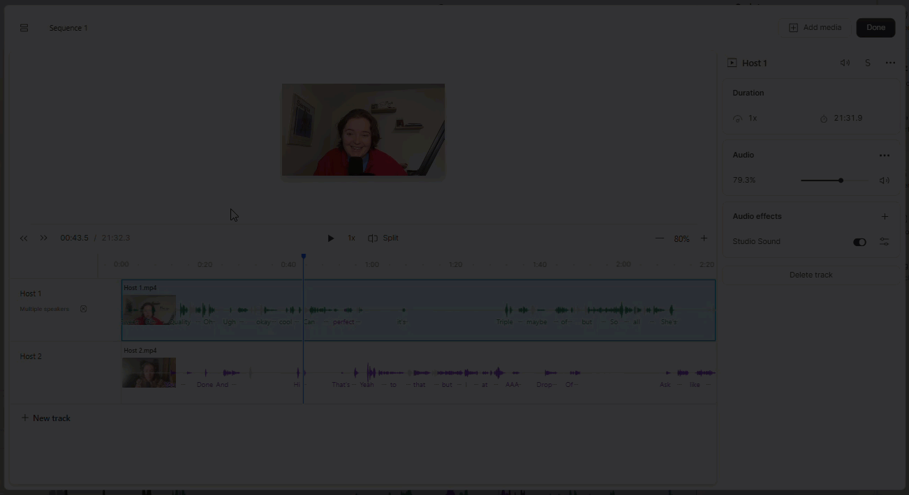 Dragging and adjusting a track in the Sequence Editor