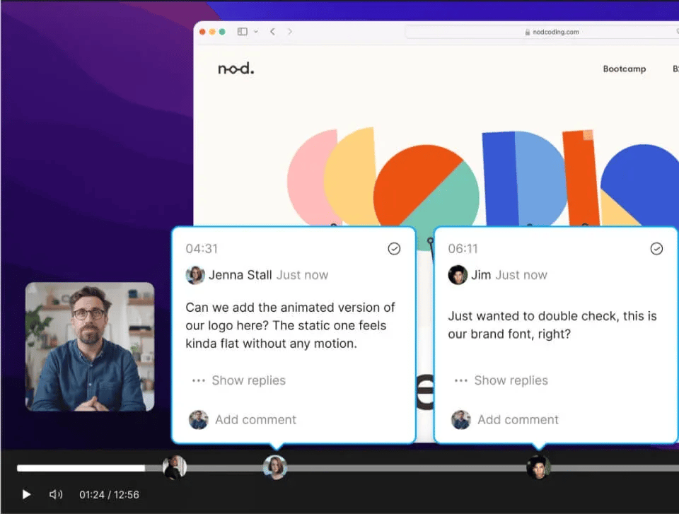 Commenting in Descript. Press Esc to minimize