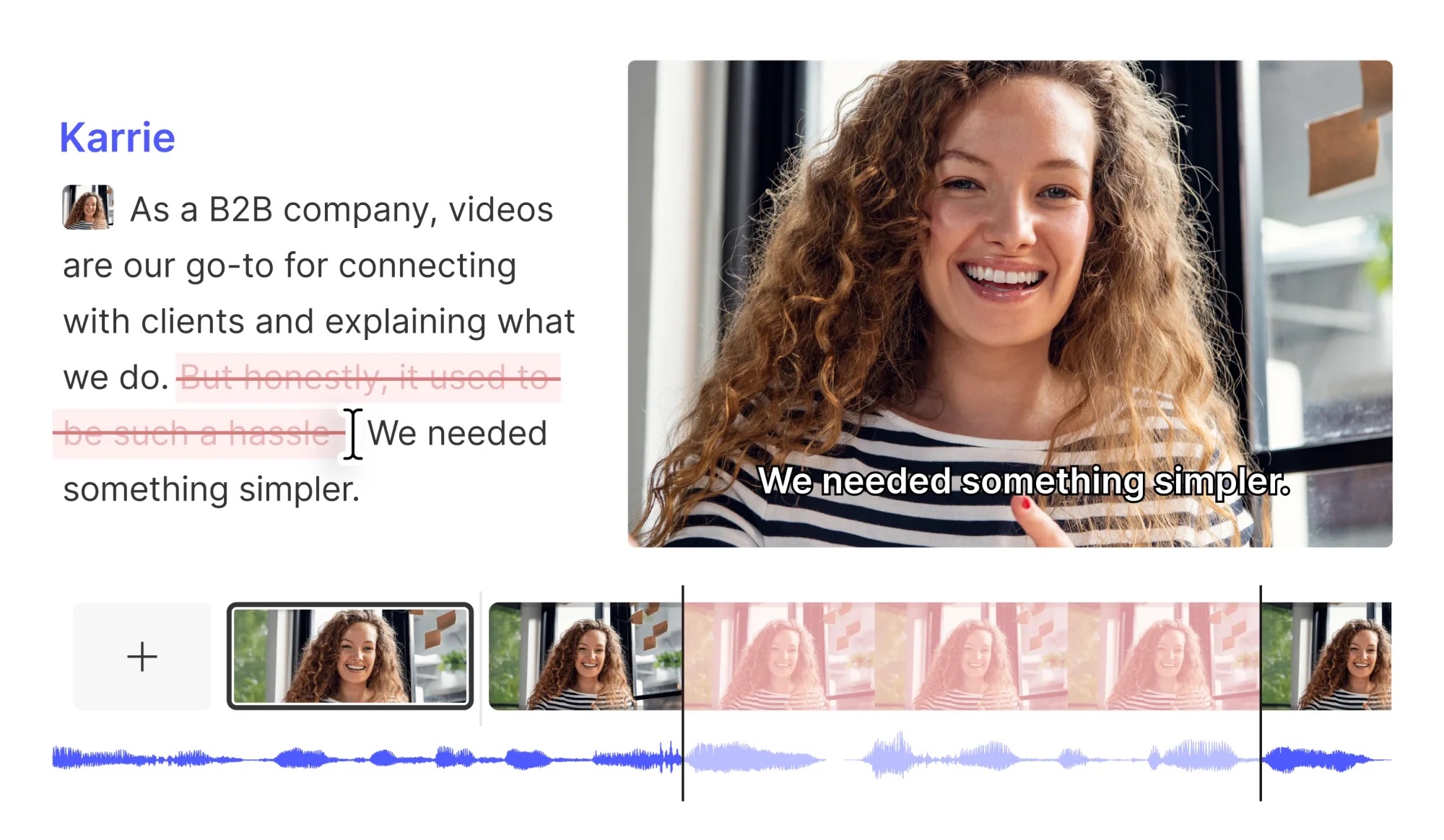 Editing audio and video by editing text in Descript