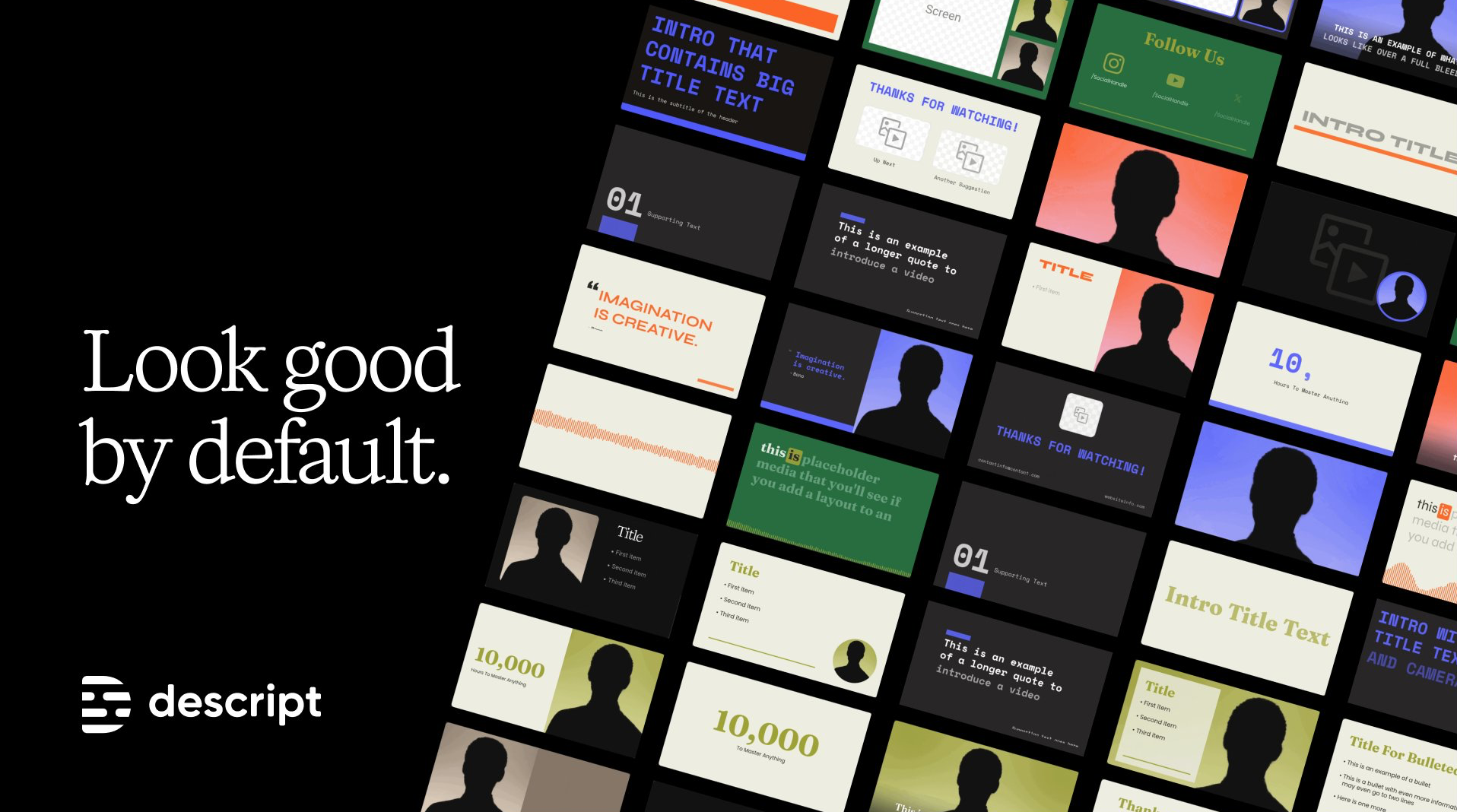 Descript's available layout packs