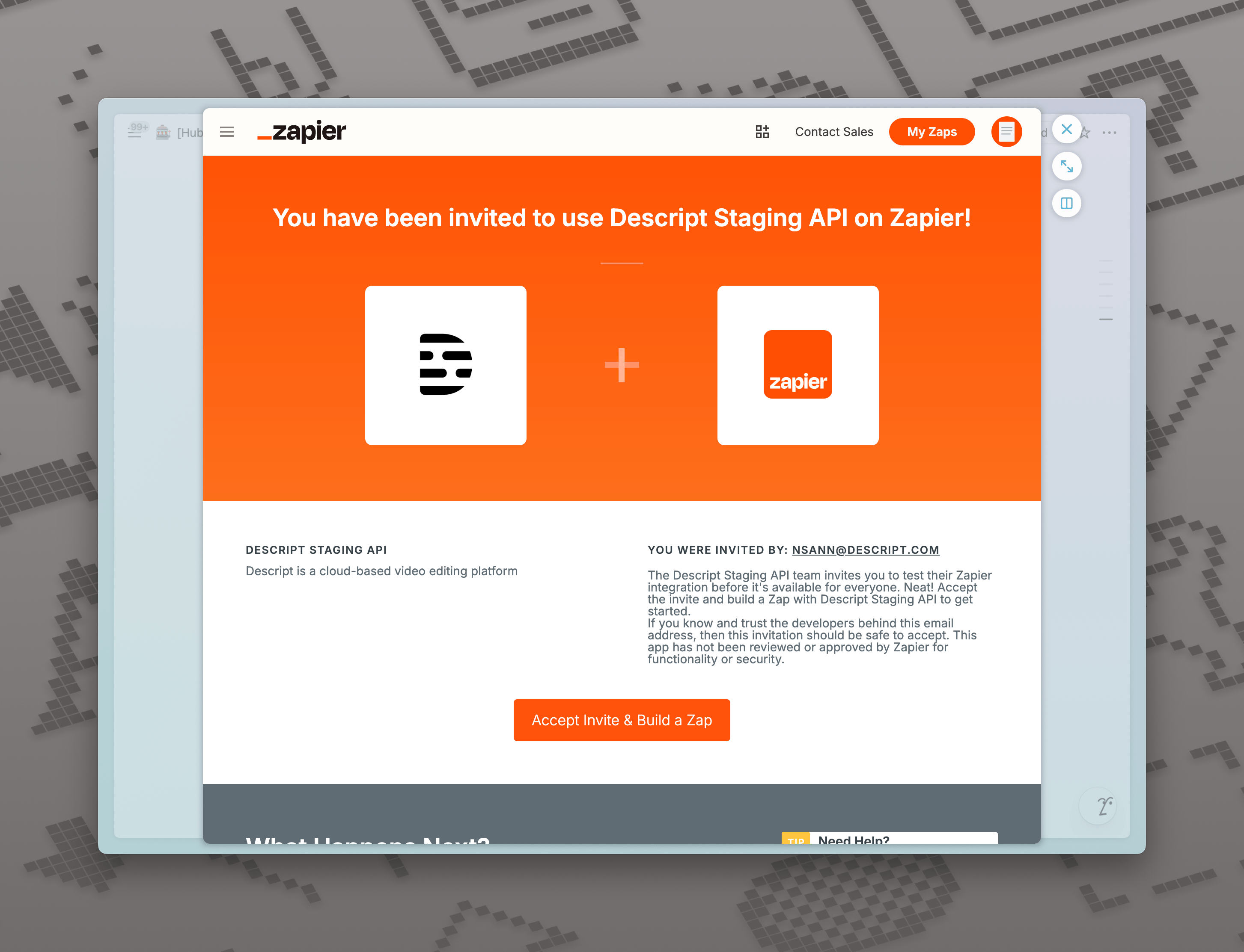 Install Descript Zapier app