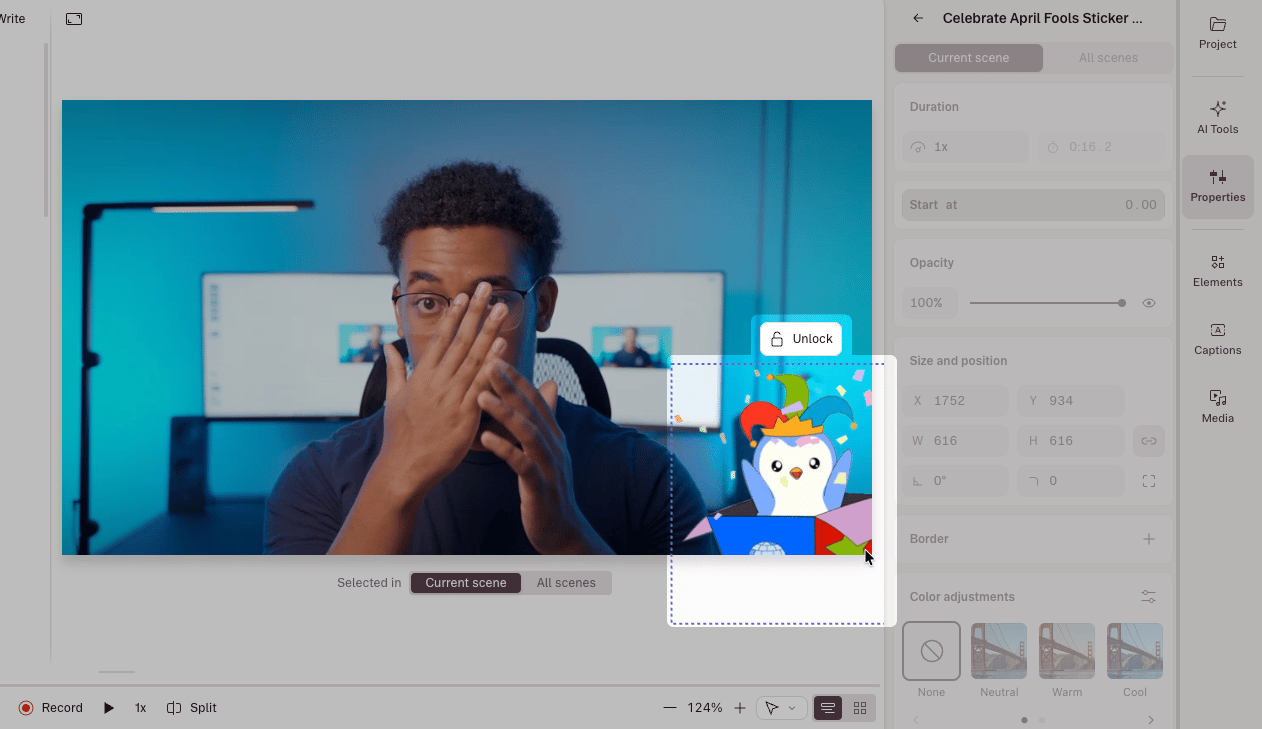 Unlock layer option in the Scene Editor