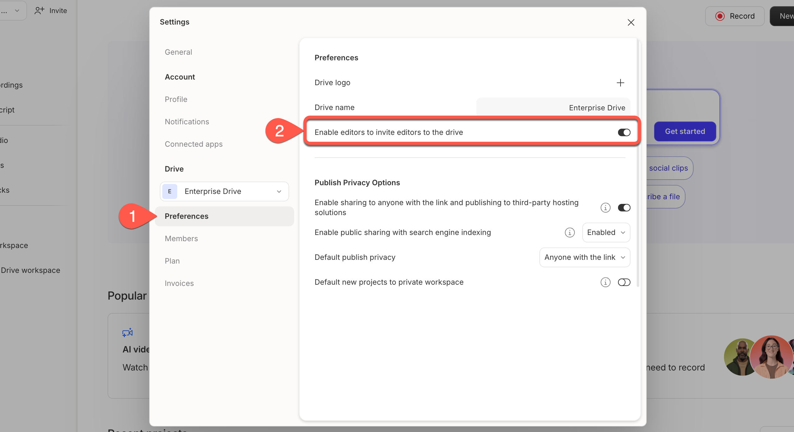 Toggle to restrict Editor members from inviting others