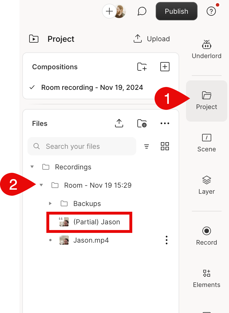 Partial file shown in project files