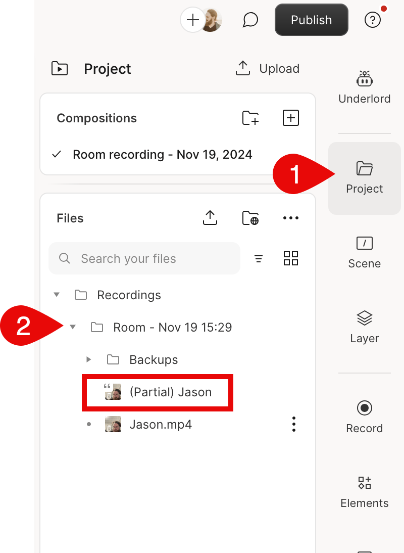 Partial file shown in project files