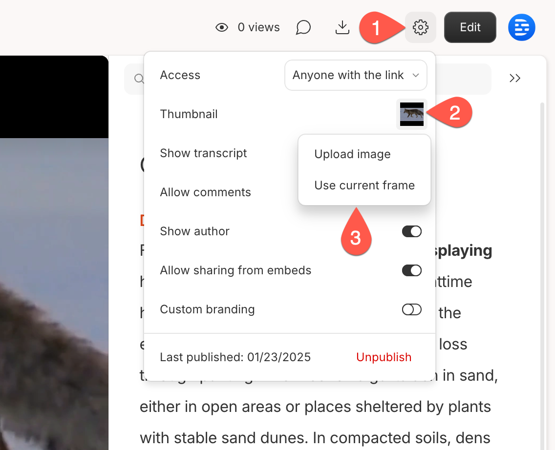 Share page thumbnail settings