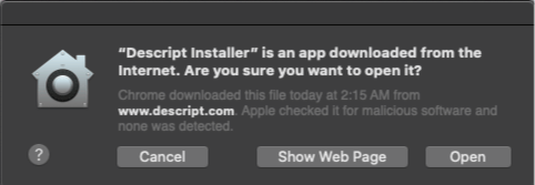 Confirm open dialog on macOS