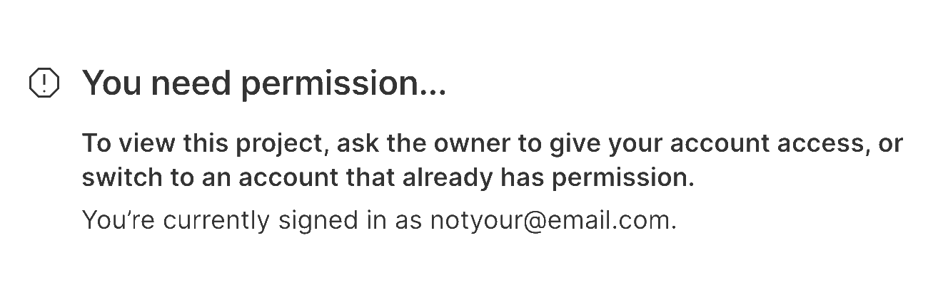 Permission warning when access is denied